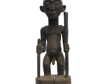 Figura vintage Songye "Shamba" – Estatua de madera del Congo de 21" – Arte protector africano