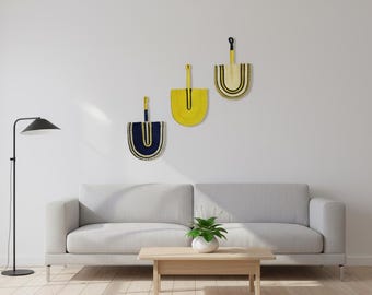 サイザル麻の手持ち扇子3点セット、アフリカ風壁飾り、ボヘミアン風ホームアクセント