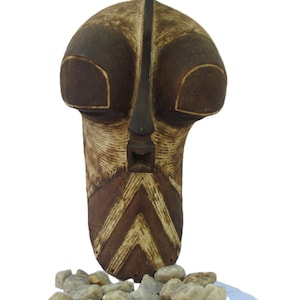 Authentic Songye Kifwebe Tribal Mask, Hand-Carved Congo African Face Mask, Bantu Art Wall Decor, Large Wooden Mask