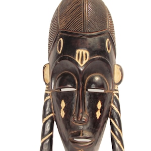 Authentic Yoruba Tribal Mask – Nigerian Handcarved Wood Wall Art, African Ethnic Decor, Vintage Sculpture