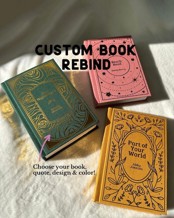 Custom Book Rebind | Handmade Hardcover Binding with Foil Design, Special Edition Book, Gifts for Readers