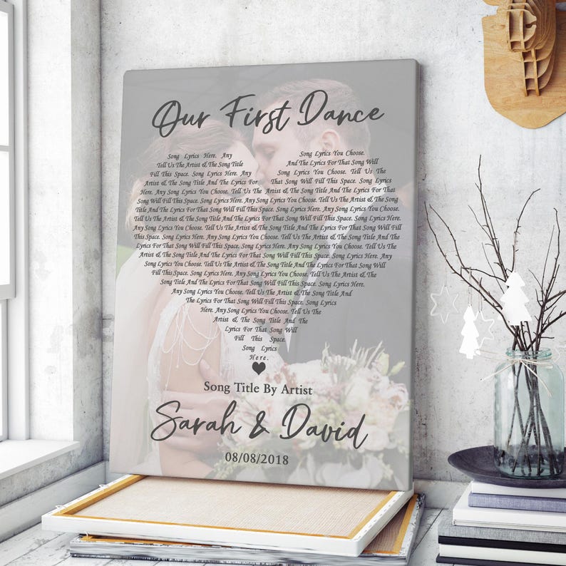 Personalized Photo First Dance Wedding Any Song Lyric Wall Art Print