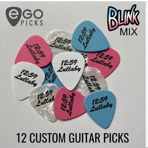 12 CUSTOM GUITAR PICKS - Celluloid - (Blink Mix)