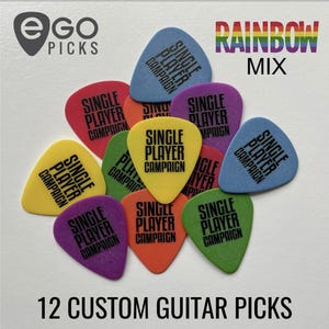 12 CUSTOM GUITAR PICKS - Delrin - (Rainbow Mix)