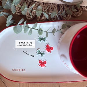Red and Green Bows Christmas Pack of 4 Gap Filler Mini-Stickers | Stickers