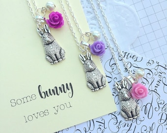 Easter necklace, bunny necklace, easter jewelry, rabbit necklace, bunny jewelry, kids necklace, kids jewelry, ONE (1) necklace