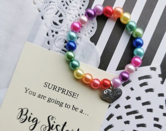 Big Sister bracelet, big sister jewelry, mismatched beads, big sister jewellery, rainbow bracelet, rainbow jewelry, Comes with Fun card.