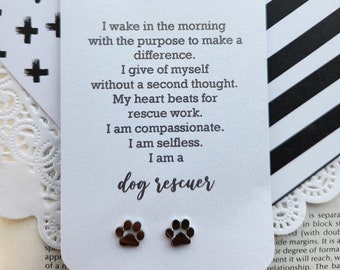 Dog rescuer gift, dog mom gift, dog paw earrings, dog lover, dog owner.