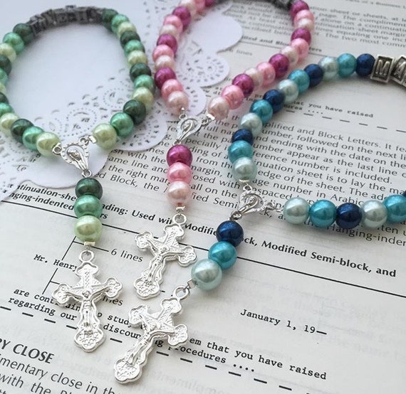 Mini Rosary with name, cross rosary, baptism gift, communion gift, ONE rosary. Il_570xn