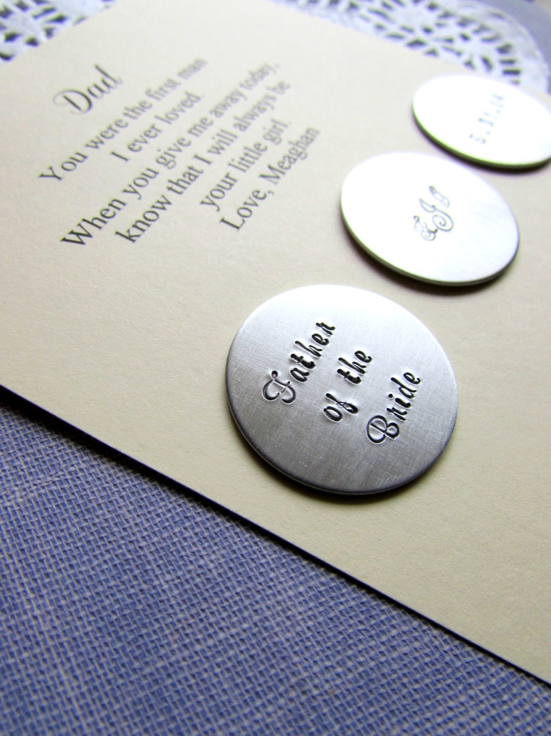 Father of the Bride gift, Golf ball markers. Set of THREE. Includes FREE personalized notecard, organza bag. image 1