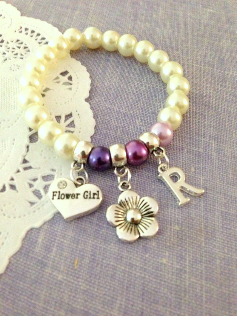 Flower Girl Stretchy Bracelet FLOWER Ombre Purple Etsy