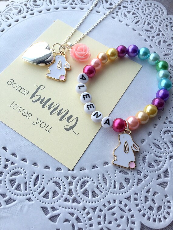 Easter bracelet, Easter jewelry, Bunny necklace, Bunny jewelry, Rabbit bracelet, Locket necklace, Kids easter jewelry, kids necklace. Il_570xn