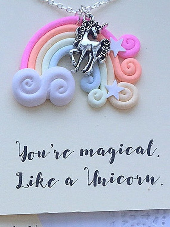 Unicorn necklace, Unicorn gift, Unicorn jewelry, pastel rainbow necklace, pastel rainbow jewelry. Il_570xn