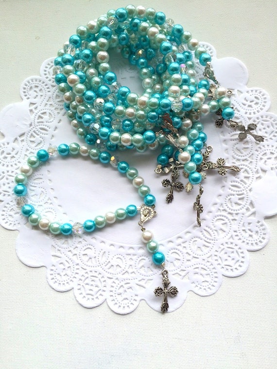 Mini Rosary, cross rosary, baptism gift, communion gift, ONE rosary. by