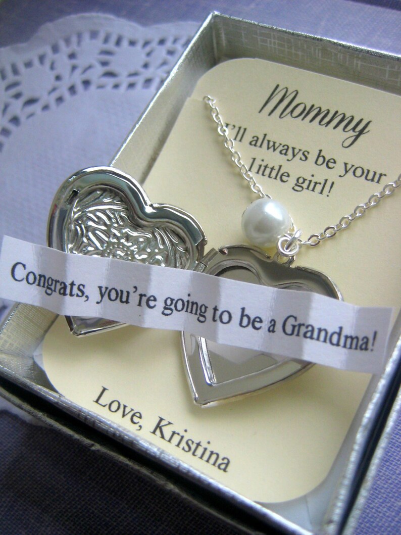 Pregnancy Announcement Grandmother Locket Necklace Secret Etsy