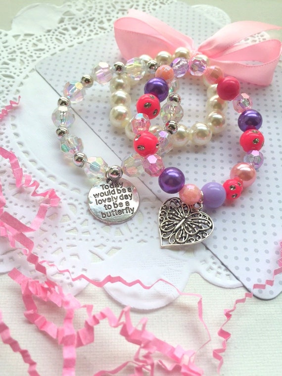 Stacking bracelet, butterfly stacking bracelet, butterfly jewelry, butterfly gift, ribbon bracelet, butterfly bracelet, SET of THREE. Il_570xn