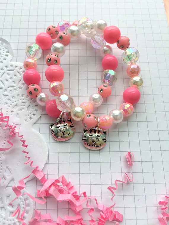 Cat bracelet party favor, cat jewelry, cat birthday party, kids cat bracelet, SET of TEN. Il_570xn