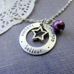 Imagine. Believe. Achieve. Star, washer, handstamped necklace. Graduation, motivational, encouragement jewelry. image 4