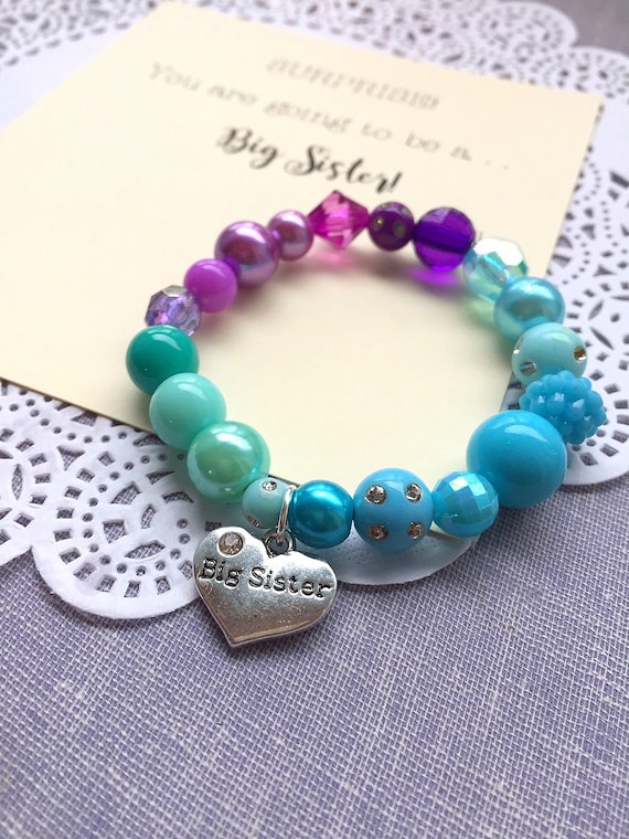 Big Sister bracelet, big sister announcement, ombre kids bracelet, sister accessories, sister announcement. Il_570xn