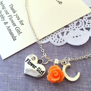 Initial, flower girl gift, necklace, child, personalized, comes with personalized card and JEWELRY box.