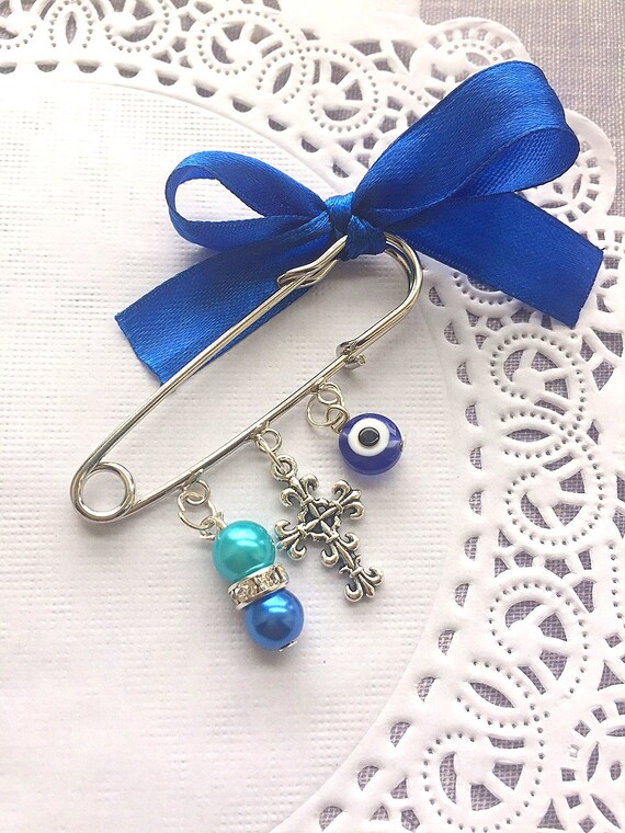SET of TEN. Baptism favor, safety pins martyrika, evil eye martyrika, witness pins, martirika pin, greek orthodox, other colors available. Il_570xn