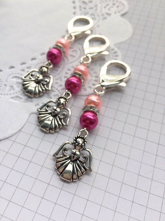 Communion favor, baptism favor, keychain, angel purse clip, Guardian angel favor, party favor, angel charm. SET of TEN. Choose color. Il_570xn