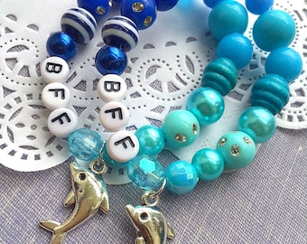 Best Friend bracelet, SET of TWO, Friendship bracelet, bff bracelet, best friend jewelry, kids friendship bracelet, butterfly bracelet.