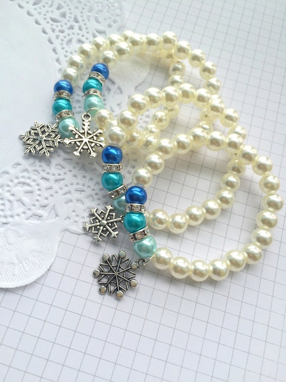 Snowflake bracelet, Frozen inspired birthday party, frozen bracelet, snowflake party favor, snowflake jewelry, SET of TEN. Il_570xn