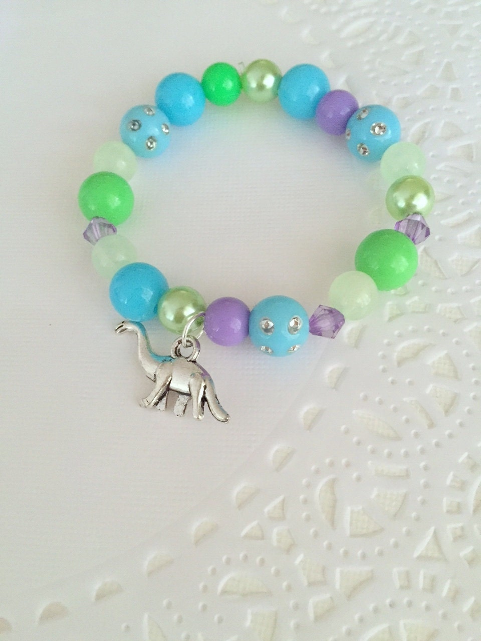 Dinosaur beaded bracelet kids birthday party dinosaur Etsy