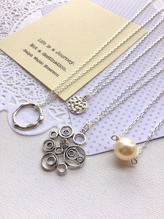 ONE Simple charm necklace, charm jewelry, charm jewellery, graduation necklace, graduation gift, life is a journey, FREE card. Il_570xn