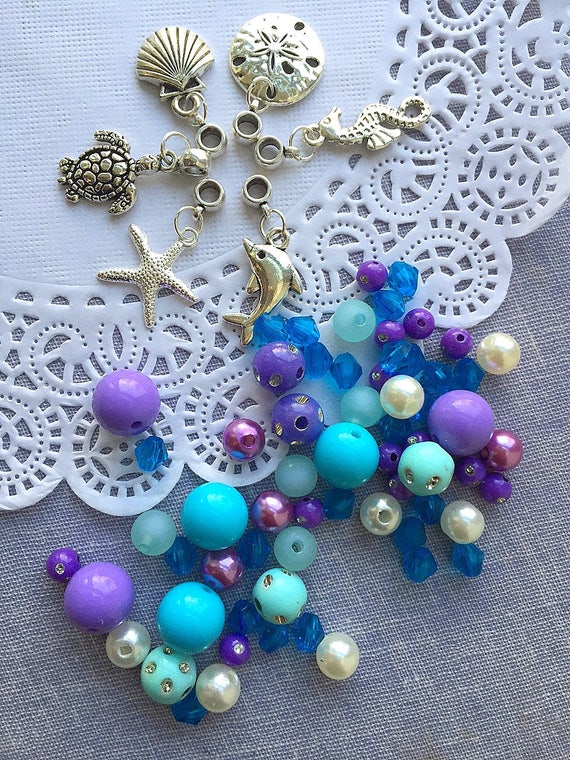 Bracelet Beading Kit, Bracelet Making, Diy Bracelet Kit, Mermaid Party  Favor, SET of TEN, Mermaid Birthday Party, Ocean Inspired Jewelry. 