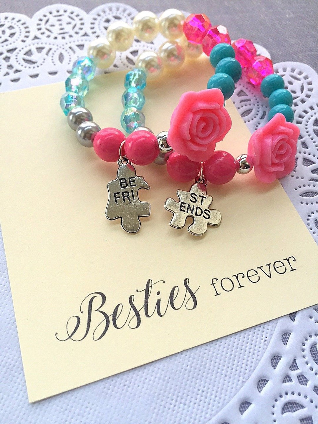 Rose Best Friend Bracelets SET of TWO Friendship Bracelets Etsy