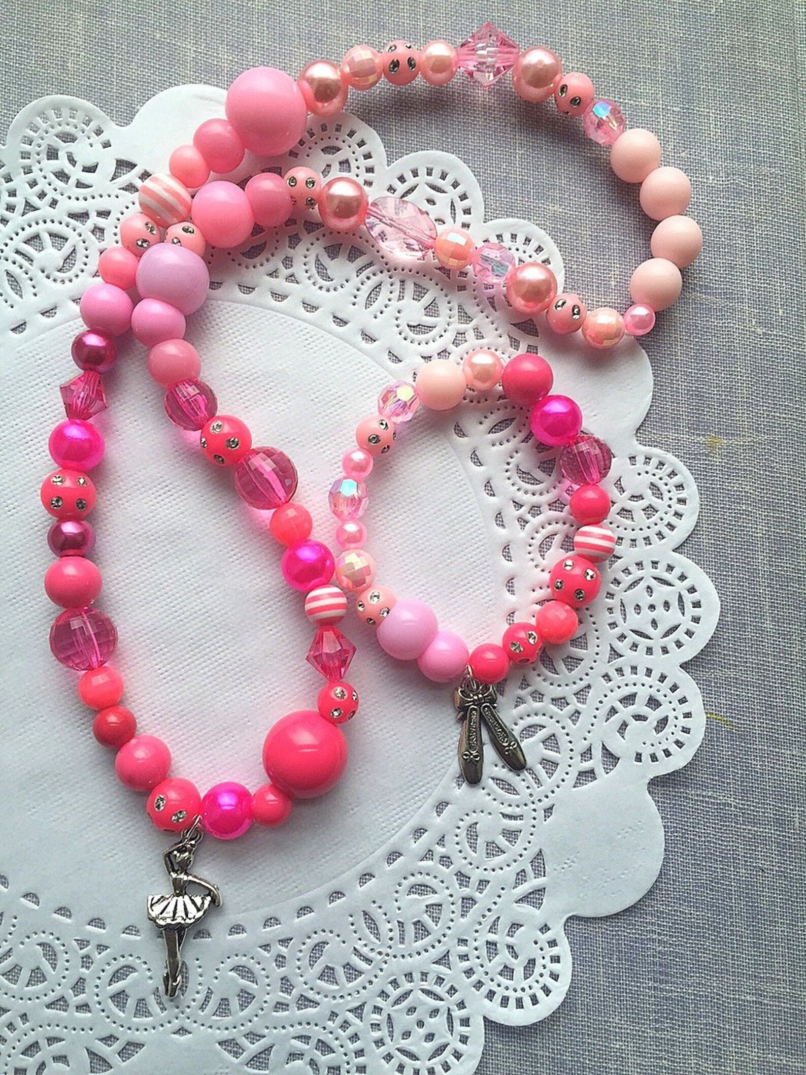ballet jewelry set, ombre ballet necklace set, ballet bracelet set, dance jewelry, recital gift, dance recital, dance bracelet.