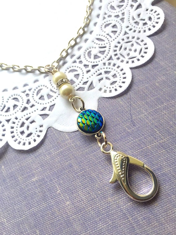 Mermaid scale lanyard, badge holder, lanyard chain, id card necklace