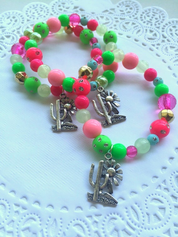 Cactus bracelet, Coco inspired bracelet favor, cactus birthday party, bracelet favor, kids birthday party, birthday favor. SET of TEN. Il_570xn