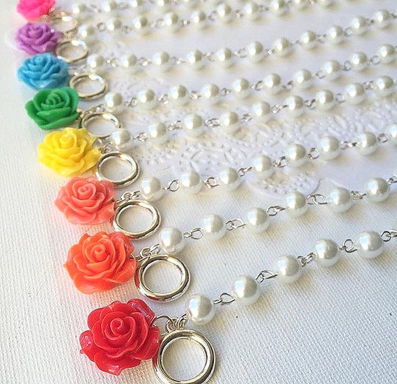 Glass pearl bracelet, rose bracelet, bridesmaid bracelet, bridesmaid jewelry, flower girl bracelet, flower girl jewelry. Il_570xn