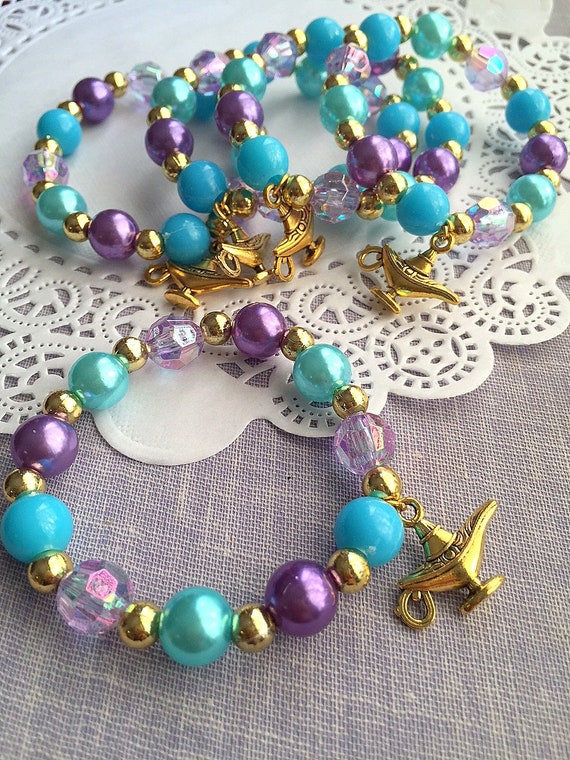 SET of 15. Jasmine inspired birthday party favor, Princess bracelet, lamp bracelet, lamp jewelry, beaded bracelet favor, kids bracelet, Il_570xn