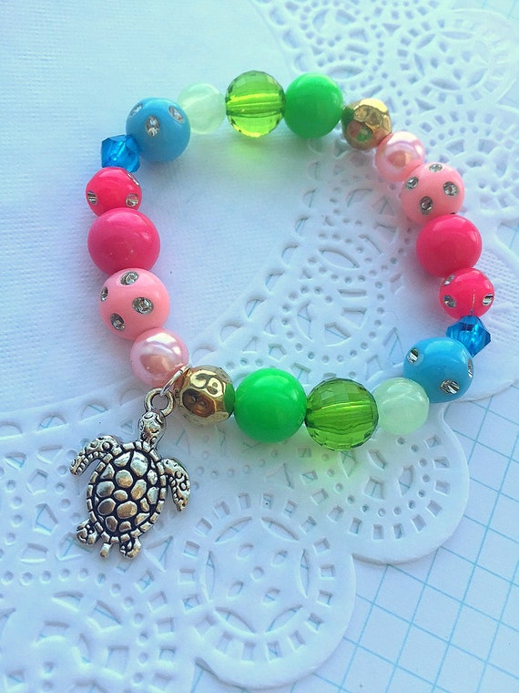 Turtle bracelet favor, Turtle jewelry, beaded bracelet, party favor, kids birthday party favor, turtle children jewelry. SET of TEN. Il_570xn