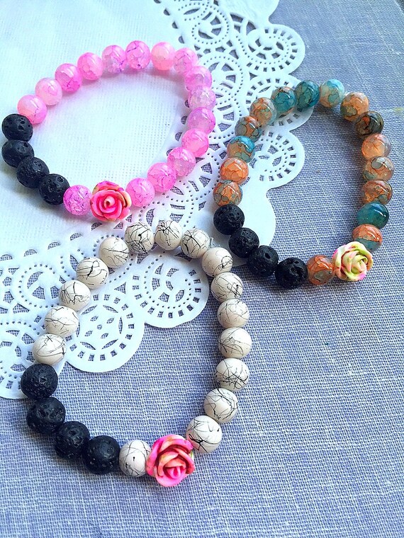 KIDS bracelets, Choose TWO. Essential oil diffuser bracelet, lava rock bracelet, teen bracelet, oil diffuser bracelet, aromatherapy. Il_570xn