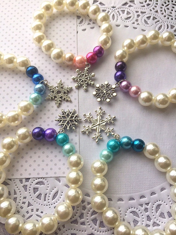 Assorted snowflake bracelets, SET of TEN, snowflake jewelry, snowflake party, frozen birthday party, frozen party, birthday favor. Il_570xn
