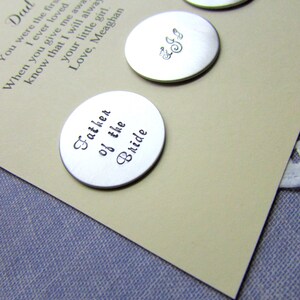 Father of the Bride gift, Golf ball markers. Set of THREE. Includes FREE personalized notecard, organza bag. image 3