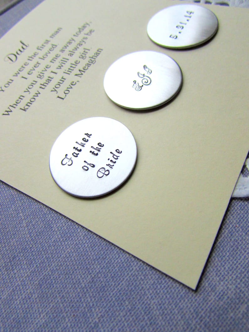 Father of the Bride gift, Golf ball markers. Set of THREE. Includes FREE personalized notecard, organza bag. image 3