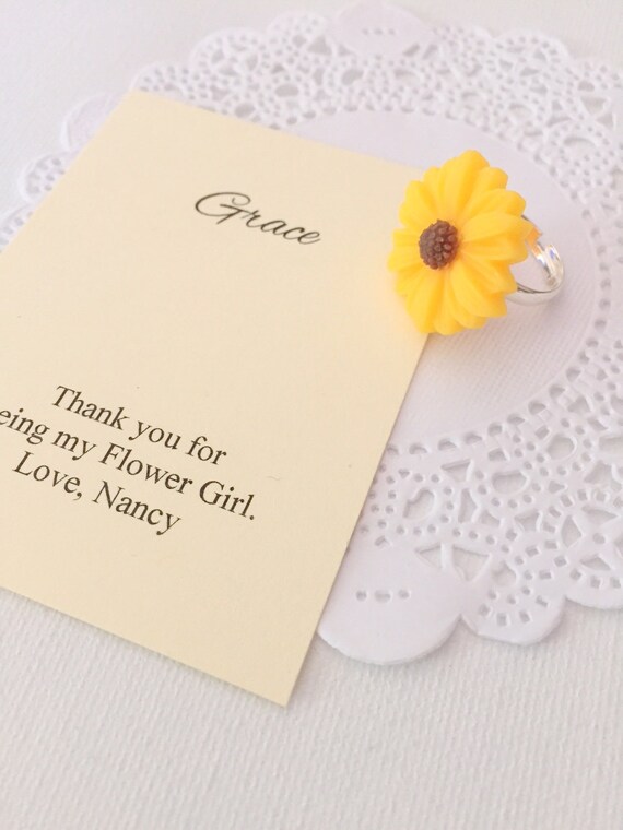 Sunflower, sun flower, ring, kids, flower girl, flowergirl. CHILD sized. Comes with jewelry box and card. Il_570xn