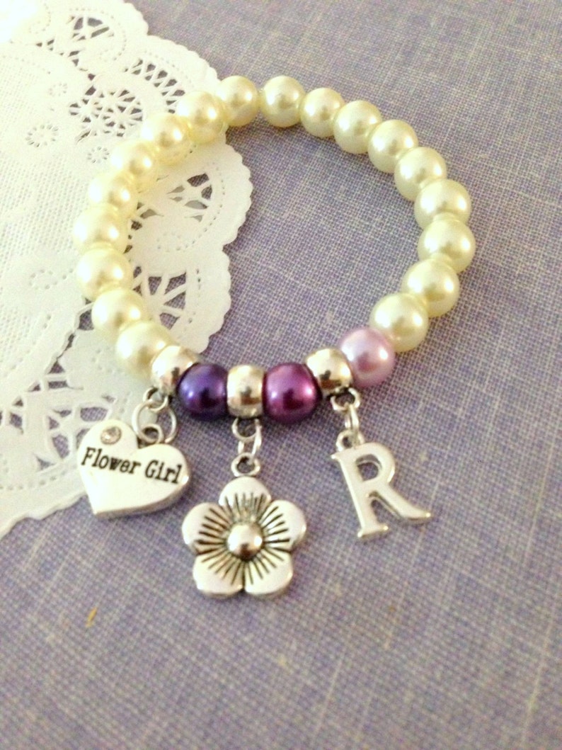 Flower Girl Stretchy Bracelet FLOWER Ombre Purple Etsy