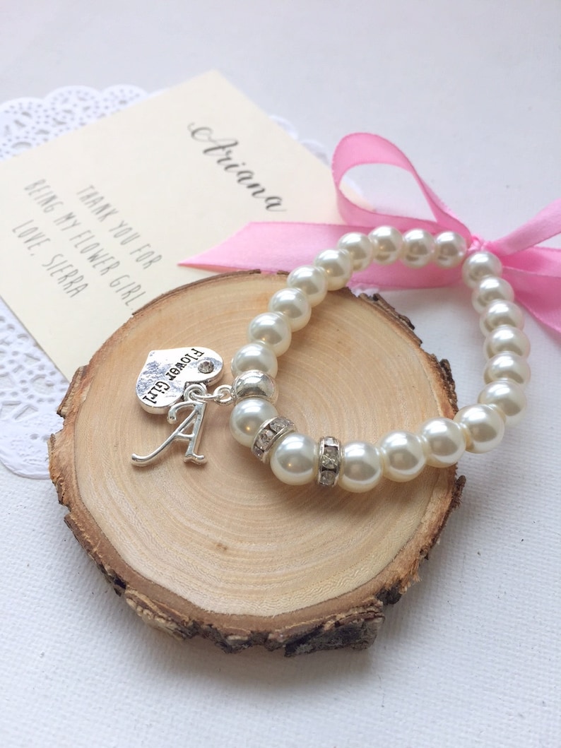 Ribbon Pearl Bracelet Stretchy Pearl Bracelet Flower Girl Etsy