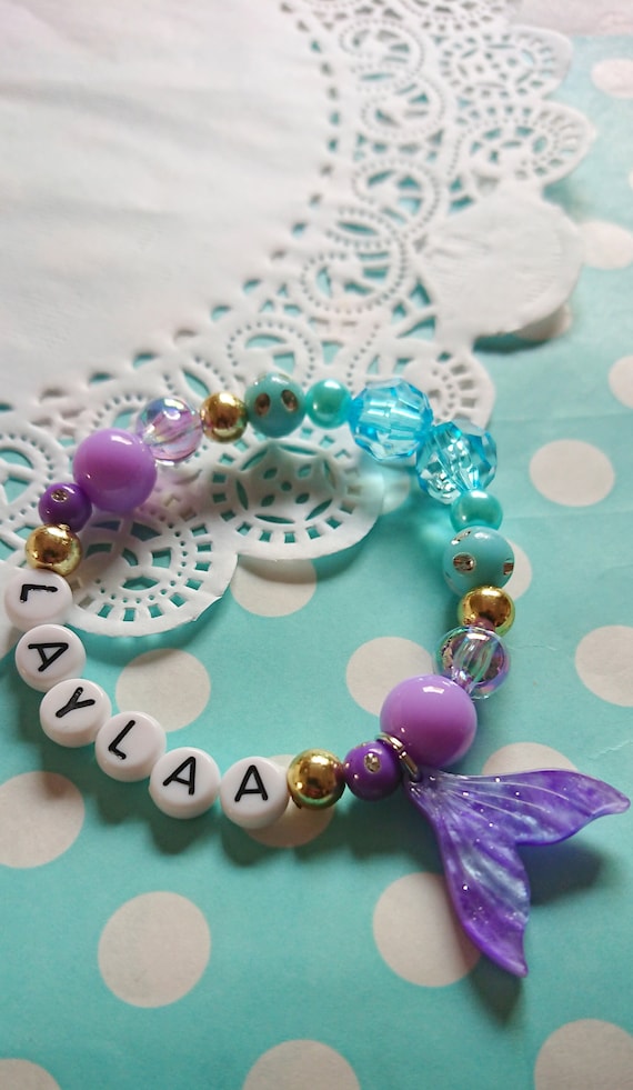 Mermaid Name bracelet, Mermaid jewelry, Mermaid bracelet, name jewelry, birthday favor, birthday bracelet, mermaid birthday, mermaid party. Il_570xn