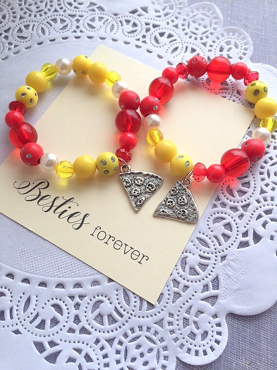 Besties bracelet, besties jewelry, pizza bracelet, pizza jewelry, best friends, friendship, kids bracelet. (one set) bracelet, Il_570xn