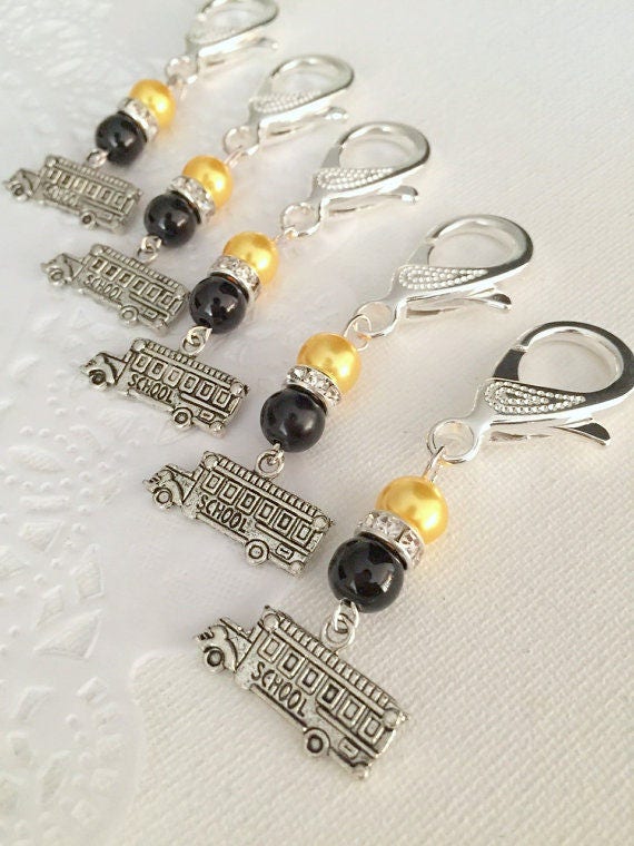 School bus driver gift, keychain, clip. SET of TWO. Il_570xn