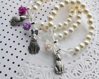 Set of TEN. Cute kids Easter bracelets, bunny jewellery, jewelry. Kids easter basket.