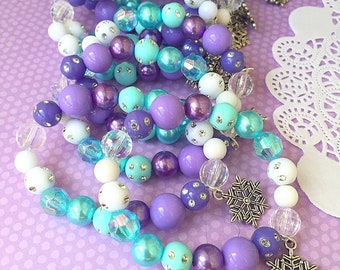 Frozen, color block, stretchy, bracelet, party favor, children birthday. Set of TEN.